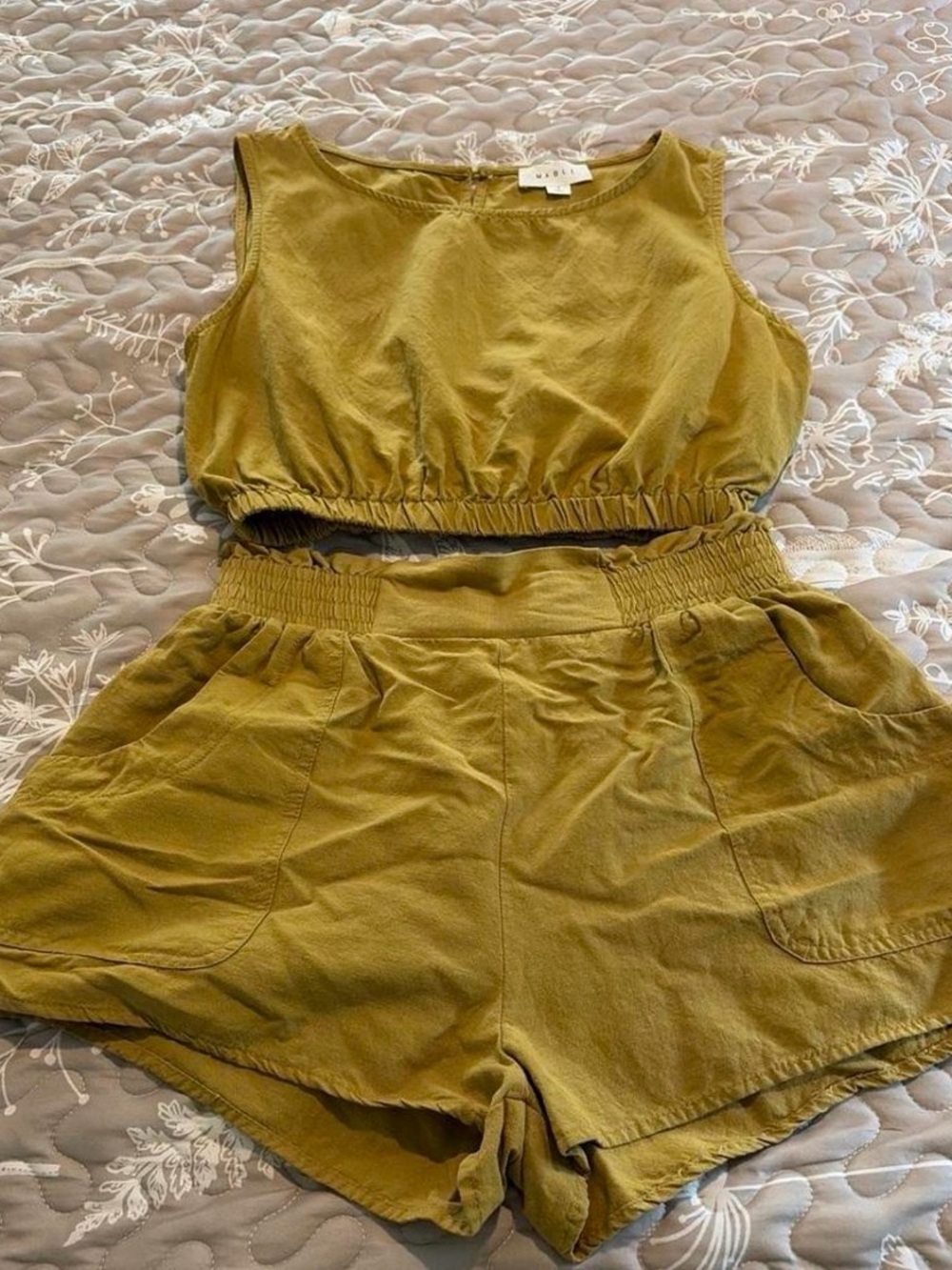 MARBLE Olive-Tone Linen Blend Top